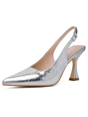 Slingback Kitten Heels Pointy Toe Chunky High Heels for Wedding Prom Party